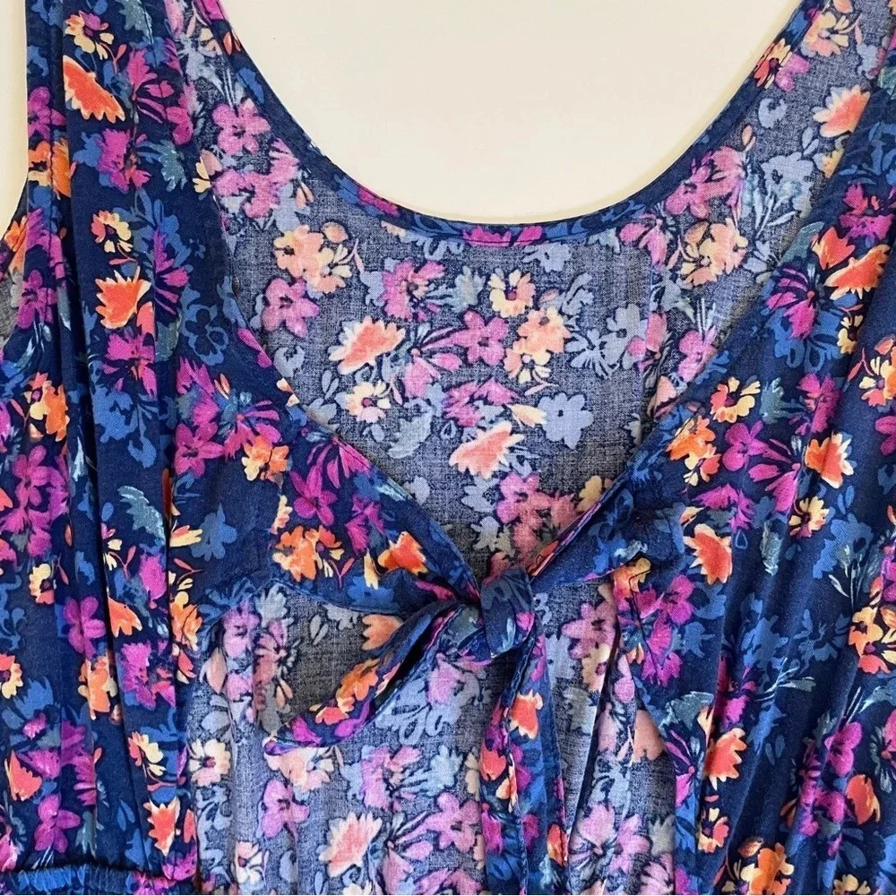 Forever 21 Floral Print Tie-back Sleeveless Purple and Blue Mini Halter Dress - Picture 8 of 16